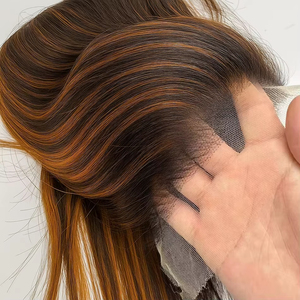 Perruque Ombrée 250% Highlight en <span class=keywords><strong>Cheveux</strong></span> Humains, Perruque Lace HD 13x6 de 30 Pouces, Perruques Lace Front Lisses Blond Miel Colorées en <span class=keywords><strong>Cheveux</strong></span> Humains pour Femmes - Product Image 1