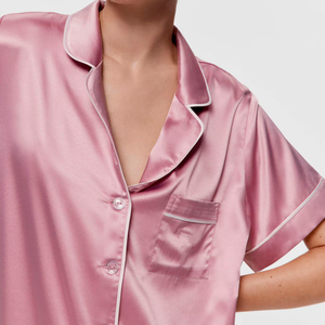 Ensemble de pyjama léger pour femmes Beefey, manches courtes et shorts, ensembles de pyjama courts, vêtements de nuit confortables en satin, vêtements de détente pour femmes - Product Image 2