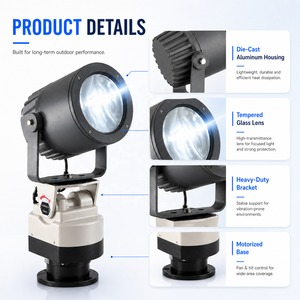Projecteur LED haute luminosité IP66 étanche 600W avec lumière <span class=keywords><strong>de</strong></span> navigation 6000K, projecteurs <span class=keywords><strong>de</strong></span> recherche pour bateaux, éclairage marin - Product Image 4