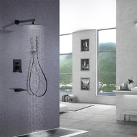 Ensemble de douche numérique or chaud froid en laiton salle de bain mitigeur robinet pluie pomme de douche luxe or avec poignée de douche