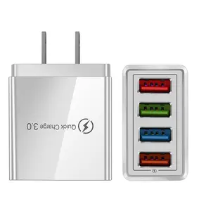 通用QC3.0 USB充电器48W 4端口适配器欧盟/美国/英国插头壁式手机快速充电器家用壁式充电器cargadores para