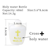 Fournitures Religieuses : Bouteille d'Eau Bénite en PE avec Croix en Plastique et Bouchon Intérieur, 60 ml – Articles pour Cérémonies de Baptême et Artisanat en Polypropylène
