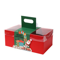 Vente en gros Boîte de papier cadeau de Noël Boîte d'emballage cadeau pliante pour gâteau au chocolat avec poignée de fenêtre en pvc