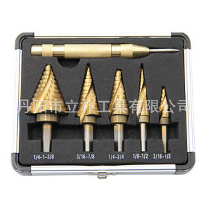 ชุดดอกสว่านขั้นบันได 6 ชิ้น Lilin Tools เคลือบไทเทเนียม สำหรับเหล็กความเร็วสูง พร้อมชุดเจาะตรงกลางและตัวเจาะรู สำหรับเหล็กกล้าคาร์บอน - Product Image 1