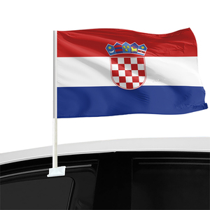 Fabricants produits promotionnels personnalisés 12*18 pouces 100% polyester drapeau de fenêtre de voiture personnalisé durable drapeau de voiture croate - Product Image 1