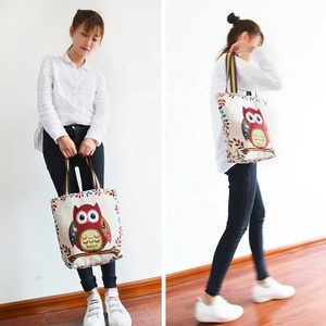 กระเป๋าผ้าแคนวาสทรงถังสไตล์เกาหลีลายนกฮูกใหม่ พร้อมซิปปิด สายสะพายสองเส้น ดีไซน์สีตัดกัน - กระเป๋าถือแฟชั่นผู้หญิง ขายตรงจากโรงงาน - Product Image 6