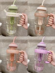 Милая Спортивная пластиковая бутылка для воды 1300 мл для детей Летняя походная соломинка для питья живота для школы - Product Image 3