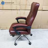 Chaise de bureau ergonomique en cuir à hauteur réglable, pivotante et inclinable, design contemporain, soutien confortable, pour salon