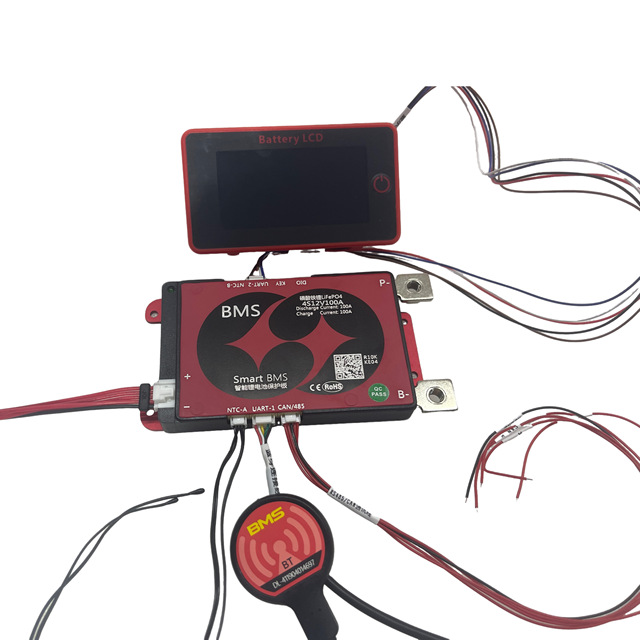 Customize 4S 8S  100A Smart BMS with bluetooth and Display Screen for Solid State Battery Pack