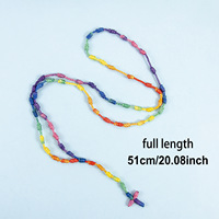 Bracelet chapelet arc-en-ciel, perles de prière colorées tissées à la main avec mini croix crucifix, cordon en nylon, souvenirs de festivals religieux