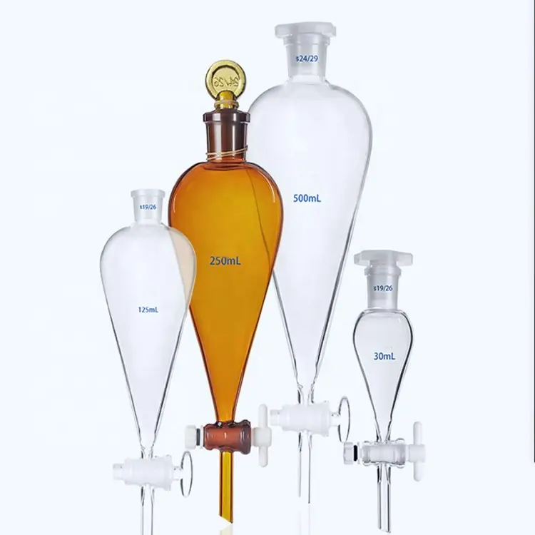 Entonnoir séparateur de verre Borosilicate, équipement de laboratoire, en verre Borosilicate