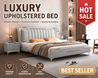 Ensemble de lit rembourré populaire en gros, matériau de revêtement design en cuir écologique et durable, lit moderne King Size pour hôtel, vente chaude