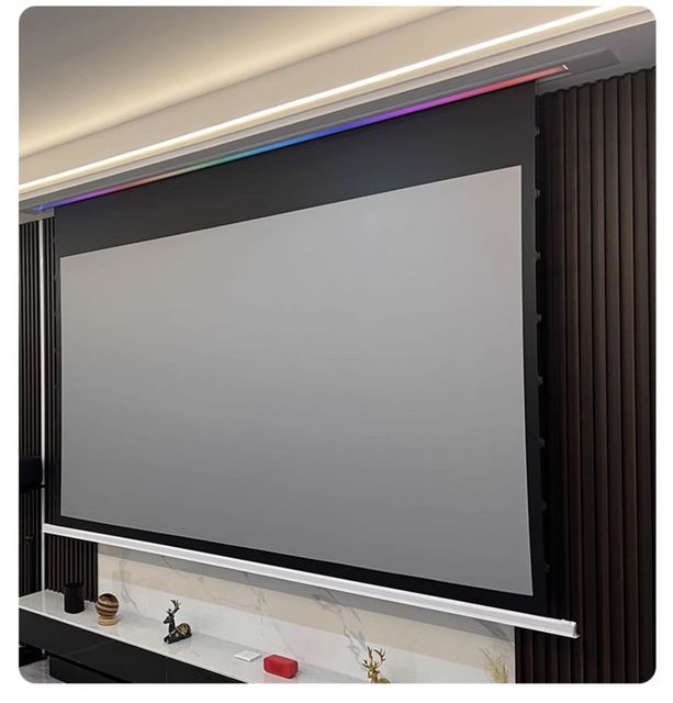 HEYU 150inch 16:9 Motorized Hidden Embedded Tension Ceiling Projection Screen Electric Remote Control Lifting Projector Screen