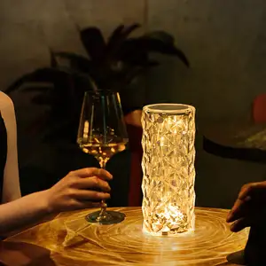 Touch switch led rechargeable table night light touch and remote control rgb colors led crystal table desk lamp