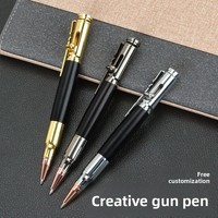 Pena Pistol Bolt Action Bentuk Peluru Kaliber 30, Klip Senapan, Ukiran Logo, Laras Kayu Rosewood Ebony Asli, Bolt Kuningan, Pena Revolver