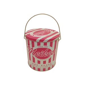 1 gallon popcorn tin container metal cylinder popcorn tin with handle food grade tin box