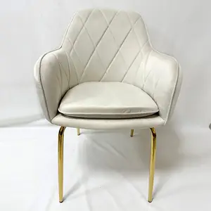 Custom Sale Minimal Hotel Dinning Room Arm Chair White Nordic Style Luxury Velvet Restaurant Dining Chairs With Gold Metal Legs