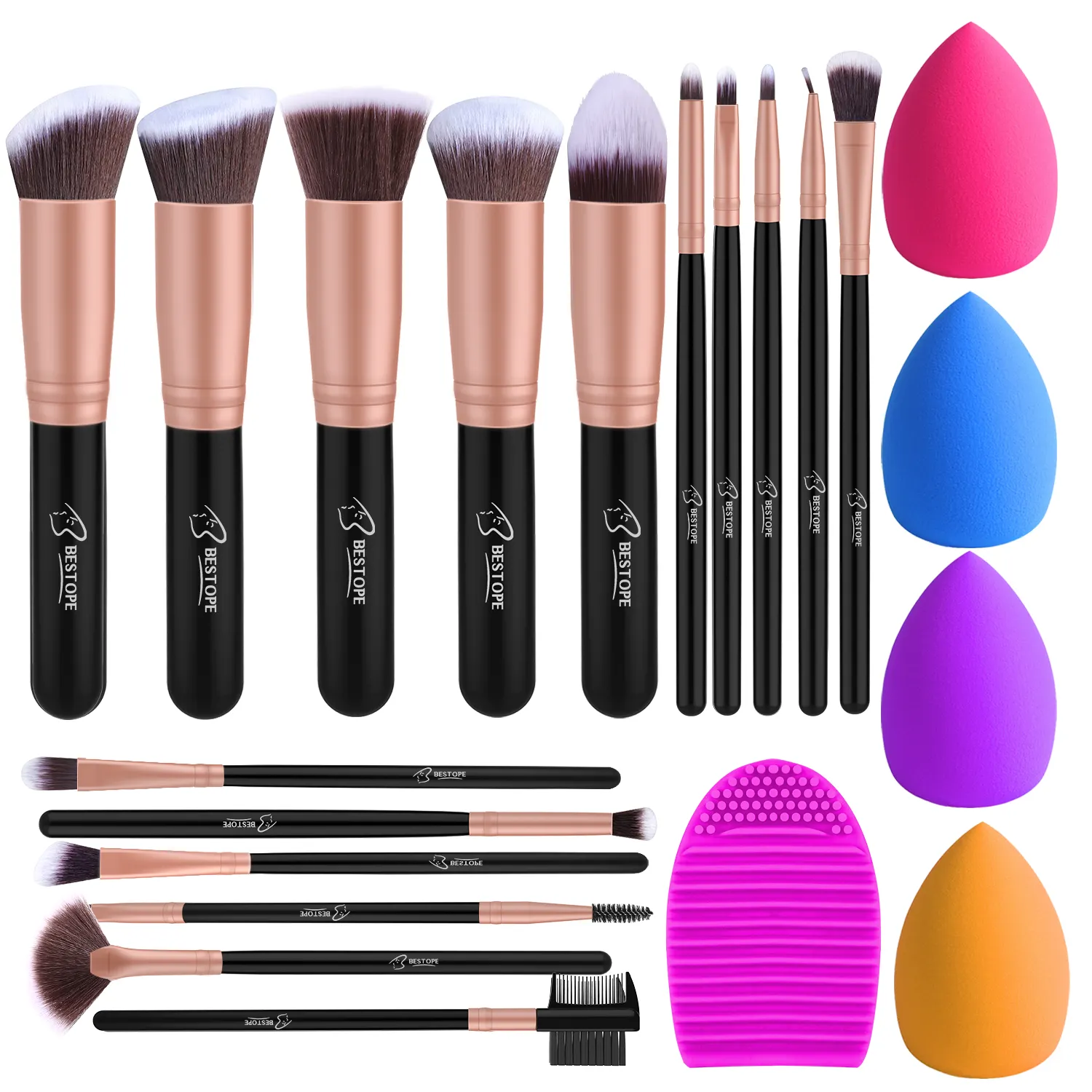 Beauty product 16pcs kabuki brush Foundation brush eyeshadow powder vander custom makeup brushes kabuki with makeup sponge