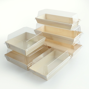 Biodegradable Eco Friendly Wooden Sandwich Cake Dessert Sushi Lunch Bento Food Container Meal Catering Fast Food Packaging Box