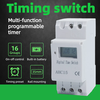 Minuteur électronique programmable AHC15 hebdomadaire 24 heures AC110V 220V DC 12V 24V sur rail DIN avec écran LCD
