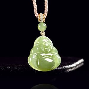 Natural Nephrite Hotan <b>Jade</b> <b>Buddha</b> Cyan <b>Jade</b> Pendant Women's Jewelry Chinese Style Gift of Appraisal Certificate D1142 - Product Image 3