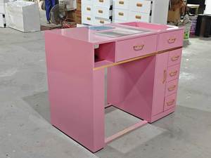 Moderna Estación de Manicura Rosa Mármol con Aspiradora Integrada y Compartimentos de Almacenamiento - Product Image 6