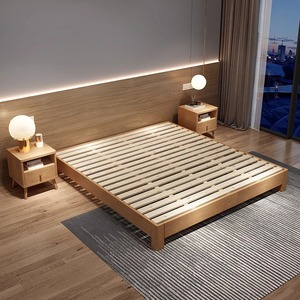 Custom Japanese Tatami Bed Frame Simple Modern 1.5 Meters Solid Wooden Multi-Functional No <strong>Headboard</strong> No Back Furniture <strong>Hotels</strong>