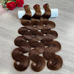 Ofertas de Paquetes de Cabello Humano Marrón 16A, Paquetes de Cabello Humano Ondulado sin Procesar 100% Indio para Coser en Color # 4 Extensiones de Cabello con Doble Trama - Product Image 1