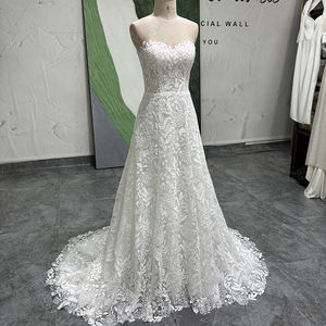 Jancember LSSG103 Robes de mariée trapèze élégantes chérie ivoire avec surjupe - Product Image 4