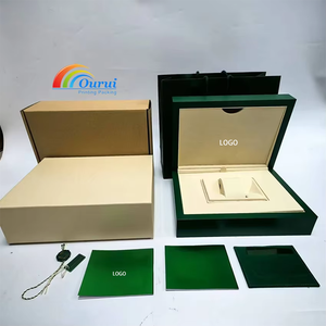 Boîte à montre de marque verte en gros d'usine avec logo en stock, ensemble complet d'emballage de montre avec sac cadeau et carte manuelle - Product Image 1