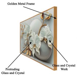 Peinture murale abstraite LED en porcelaine et cristal, motif floral blanc luxueux, pour hall d'entrée, salle à manger et couloir, décoration personnalisée - Product Image 3