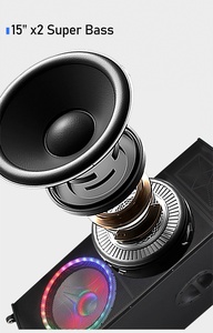 Lớn điện đôi 15 ''loa DJ giai đoạn woofer KTV Loa supersound PA Loa di động không dây - Product Image 4