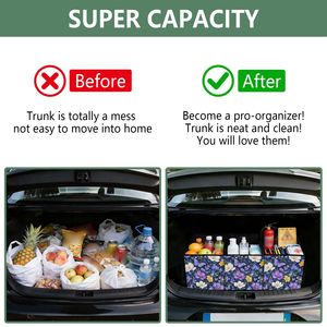 Durable <b>Collapsible</b> Cargo Organizer Tote 600D Oxford Water Resistant <b>Storage</b> Bag with PE Bottom Board for Van/Camping - Product Image 4