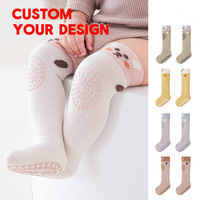 Chaussettes Bébé en Coton Peigné à Motifs de Dessins Animés, Tricotées, Longues, Antidérapantes, avec Coussinets de Genou, pour Nouveau-nés et Enfants, Vente en Gros OEM