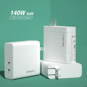 최고의 판매 여행 어댑터 GaN PD 140 듀얼 USB C 빠른 충전기 유니버설 3.1 W 2C 5V3A 9V3A 12V3A 15V3A 20V5A 28V5A