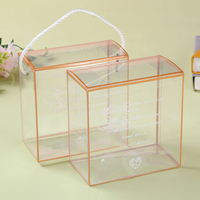 Boîtes de Rangement en Plastique PET Transparentes Personnalisées pour Bonbons, Chocolats, Biscuits, Gâteaux avec Poignée Corde, Boîtes Cadeaux Transparentes