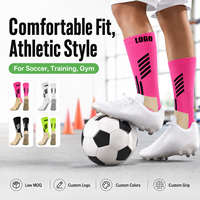 Chaussettes de football personnalisées antidérapantes avec semelle en silicone, couleurs et logo personnalisés, rembourrées, OEM ODM, faible MOQ, directement de l'usine