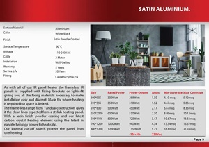 Ultra-Thin 350W Aluminum Infrared Heating Panel Frameless Room <b>Heater</b> with Ceiling Installation for <b>Home</b> Use Energy Efficient - Product Image 5