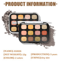 Palette de fards à paupières 12 couleurs, magnifique, pour le soir, finis mats, scintillants, pailletés, tons terreux, nudes, roses, maquillage smoky, portable