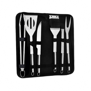 Ensemble d'outils de barbecue en acier inoxydable de 15 pièces pour le camping, vente chaude, pinces à nourriture, fourchette, usage domestique, spatule à fentes, brosse, couteau, extérieur - Product Image 1