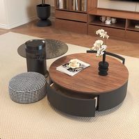 Table basse ronde en bois massif de style chinois, table à thé de luxe légère pour petit appartement