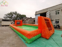 Nouveau saut gonflable Pvc Commercial Football terrain de football terrain de terrain Orange vert compétition jeu de Sport