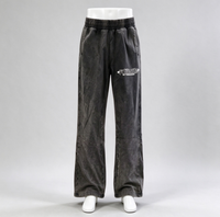 Pantalon en jean délavé pour homme, coupe ample et droite, jambe large, taille élastique, style jogger, baggy, 100% coton