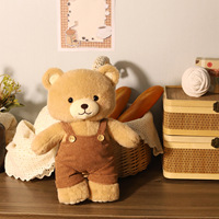 Peluche Ours en Velours Côtelé et Polyester avec Salopette, Cadeau d'Anniversaire pour Couple