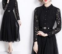 Droma Nouveau Design Mesh Patchwork Lace Fashion Women's Clothing Sexy Casual Dresses Elegant Dress for Mature Woman