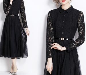 Droma Nouveau Design Mesh Patchwork Lace Fashion Women's Clothing Sexy Casual Dresses Elegant Dress for Mature Woman - Product Image 5