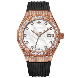 นาฬิกาข้อมือทรงกลม Alexander Ferros 2251FR-19 กระจกแซฟไฟร์ สายยาง กันน้ำลึก 50 เมตร แฟชั่น สแตนเลสสตีล - Product Image 1
