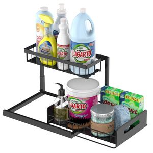 2-tier Bathroom Cabinet Organizer Under <b>Kitchen</b> Sink Organizers and <b>Storage</b> <b>Rack</b> Adjustable - Product Image 2
