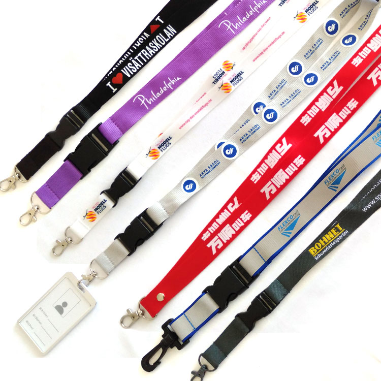 Custom Bedrukte Lanyard Polyester Stof Bedrukken Lint Met Id-kaart Houder