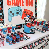 1 pièce Décoration de gâteau Joyeux Anniversaire thème Jeu Vidéo à paillettes pour enfants, garçons et filles, fournitures de fête d'anniversaire, Noir